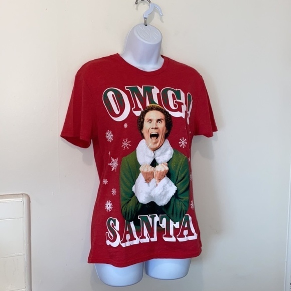 Women’s Elf “OMG! SANTA!” Festive Graphic Tee - Picture 3 of 8